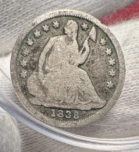 1869-P Seated Liberty Half Dime — photo from the most recent tracked eBay sale