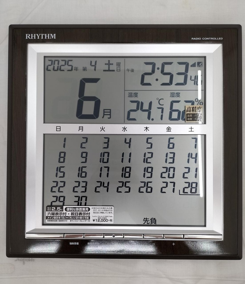 Rhythm Watch Industry 8RZ178SR23 Radio Clock Fit Wave Calendar