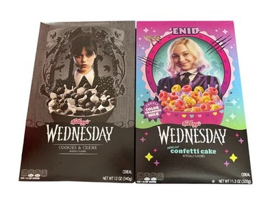 New Kellogg s Limited Edition WEDNESDAY & ENID  Cereal Box 1 Of Each Box