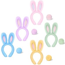 Easter Bunny Ears Headband and Tail Set, Plush Bunny/bear Costume Accessories...
