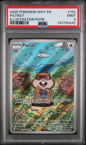 2025 POKEMON WHITE FLARE EN PATRAT ILLUSTRATION RARE 152/086 MINT PSA 9