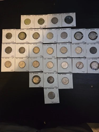 Lot of Candian SILVER quarters (29) (92.5-80%)