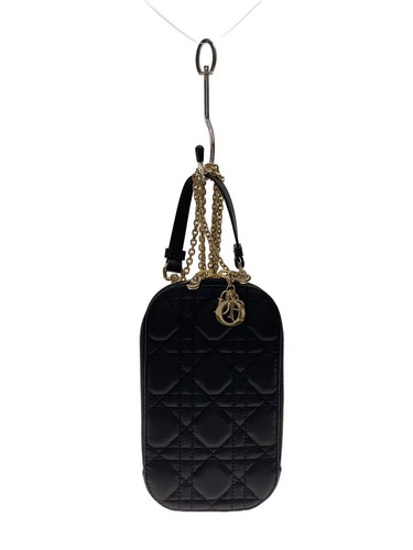 Christian Dior LADY DIOR Shoulder Bag Leather BLK Unisex #SSB3271