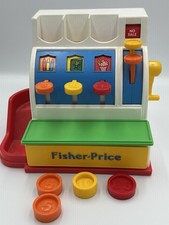 Vintage 1974 Fisher Price Cash Register With 4 Coins Working Bell Handle Read 