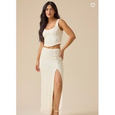 Altar  d State Embroidered Mesh Lace Maxi Skirt NWT Small