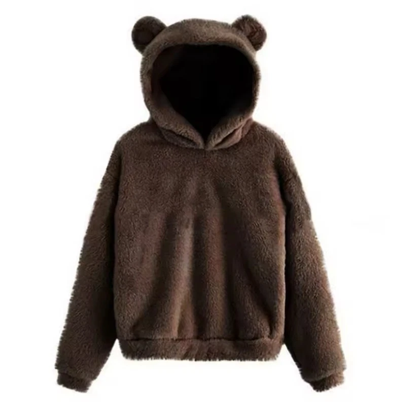 Sudadera con Capucha Bear Ears para Mujer - Moda de Invierno Orejas de Oso Linda Sudadera con Capucha Foto 4 de 4