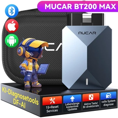 Dispositivo de diagnóstico 2025 MUCAR BT200 MAX AUTOMÓVIL OBD2 escáner de coche todo el sistema 15 reset
