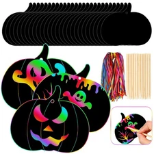 New Best Jenaai 150 Set Halloween Scratch Art Paper Crafts Kit 50 Pumpkin Cards