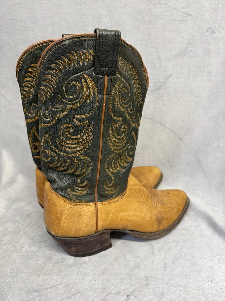 Botas de Colección Wesbe Boot Company Para Hombre Talla 10D Cuero Occidental Verde Tostado EE. UU. 90s Foto 2 de 4