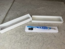Blue Swirl Glass Dip Calligraphy Pen w/ Ink Bottle & Box Art Writing