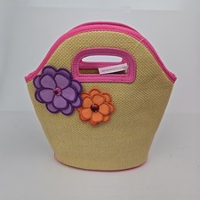 NWT Gymboree Pretty Posies Flower Purse Tote - Pink & Straw Bag