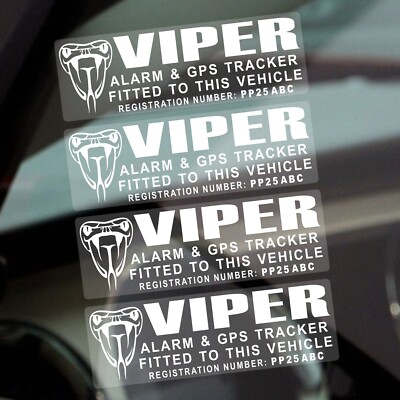 4 x Aufkleber VIPER PERSONALISIERT GPS Tracking Schilder Gerät Security Alarm Tracker