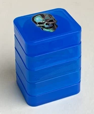 40mm 4 Parts Square Blue Color Plastic Grinder Tobacco Herb Spices Hand Muller