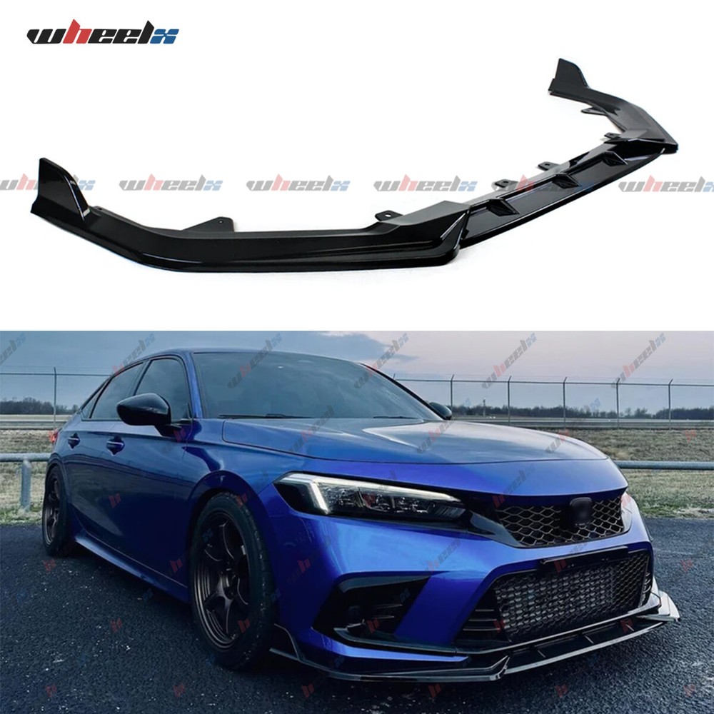 FOR 2022-2024 HONDA CIVIC 11TH FRONT BUMPER LIP SPOILER SPLITTER GLOSS BLACK