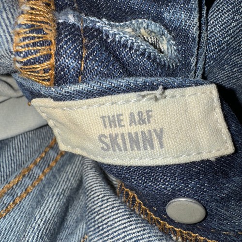 Abercrombie & Fitch Jeans Men 32x32 Blue Button Fly Skinny Straight Leg A&F Dark - Picture 6 of 7