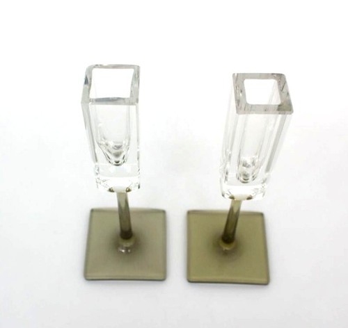 Set of 2 ROSENTHAL Linear Smoke Candlestick 6 3/8" - Picture 2 of 4