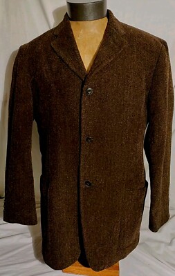 Men Pronto Uomo Brown Mill Label Viscose Cotton Tweed Sport Coat Jacket M NWOT