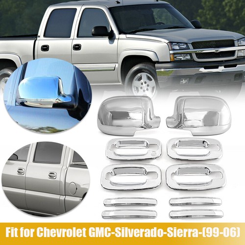 Fits 1999 2000-2006 GMC Yukon XL Chrome Full Mirror Cap 4Door Handle Cover Trims - Picture 2 of 13