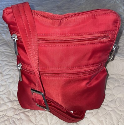 Travelon Crossbody Bag RFID Security Anti-Theft Triple Zip 6 Pockets Just Washed