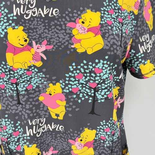 Blusa Médica Disney Pooh Bear & Piglet M Gris Oscuro Uniforme de Enfermera Camisa Calzoncillos - Imagen 5 de 6