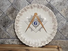 Masonic Freemason Logo 10" Plate Vintage Sanders 23K Gold Mfg Nashville TN USA