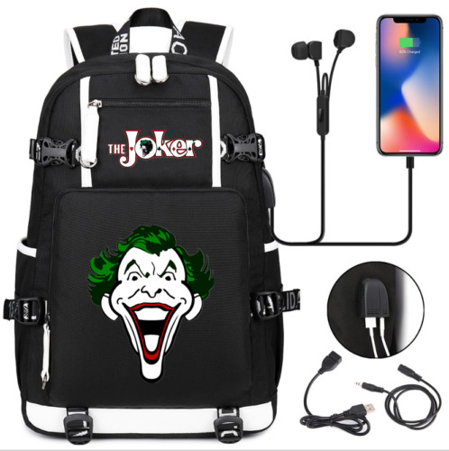 The Joker canvas Backpack School bag USB Charge port bag music Travel Bags - Picture 1 of 11
