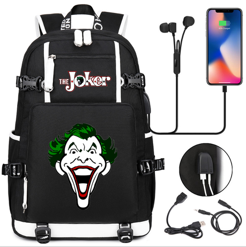 The Joker canvas Backpack School bag USB Charge port bag music Travel Bags - Photo 1 sur 10