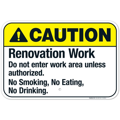 Renovation Work Do Not Enter Work Area Sign, ANSI Caution Sign, (SI-5408) - 第 1/87 張圖片