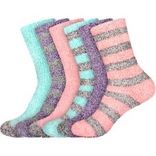 Chirpy Socks - Women's Soft Fuzzy Warm Cozy Striped Fuzzy Socks