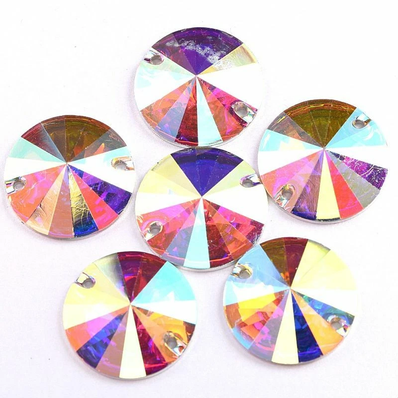 Sew On Rhinestone Dress Garment Resin Sewing Round Rivoli Crystal Womens Jewelry - Image 3 of 4