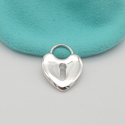 Tiffany & Co. 925 Sterling Silber Medium Herz Schloss Charm Anhänger 