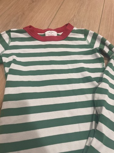 Hanna Andersson Pajama Long Johns Green Red White Christmas Size 130, 8, Organic - Picture 2 of 5
