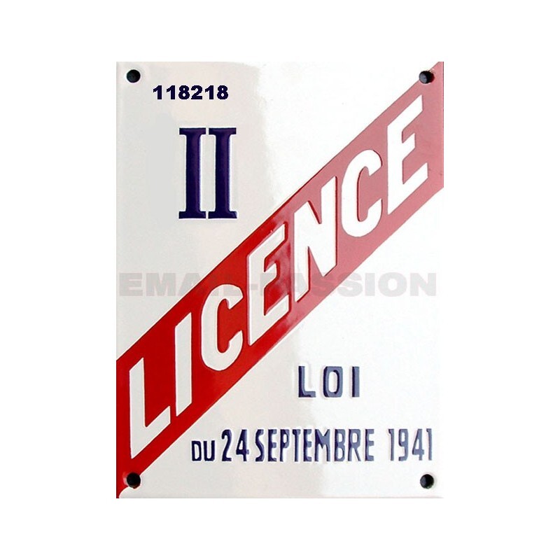 Plaque émaillée Licence II 15x20cm bleue pour bar et restaurant