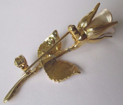 Broche Fleur Vintage 'La Rose' En Relief Couleur Or - Bijou Ancien Finement Travaillé