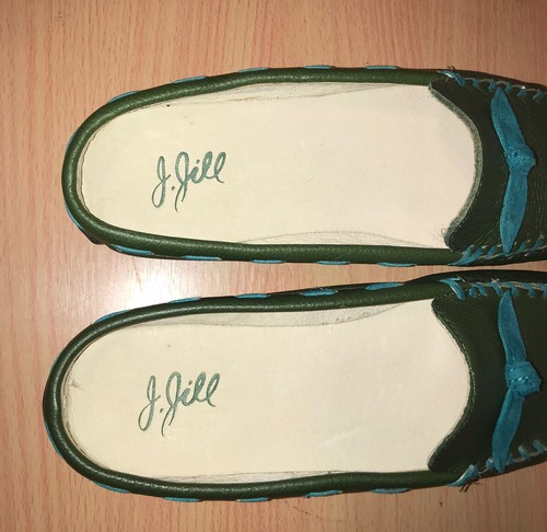 J. Jill Women's Andie Green Leather Slip-on Flat Loafers/Shoes/ Mules Size 6 M - Picture 6 of 8