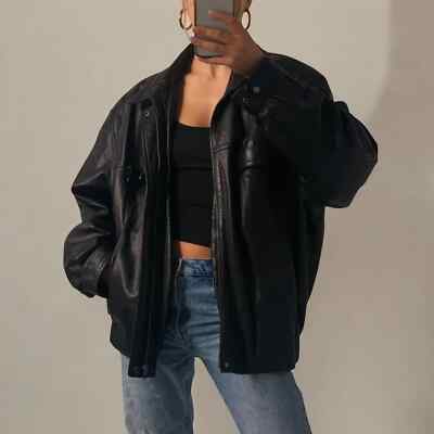 【美品が安い！】 90s Leather jacket (black) 1990s Soft Leather Jacket Free Shipping - The Vintage Twin