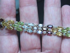 FAS sterling  silver  Multi Gem Natural stone 3 Row Tennis bracelet