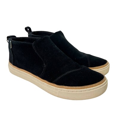 TOMS Paxton Black Suede Water Resistant Slip On High-Top Tassel Shoe Womens 8.5