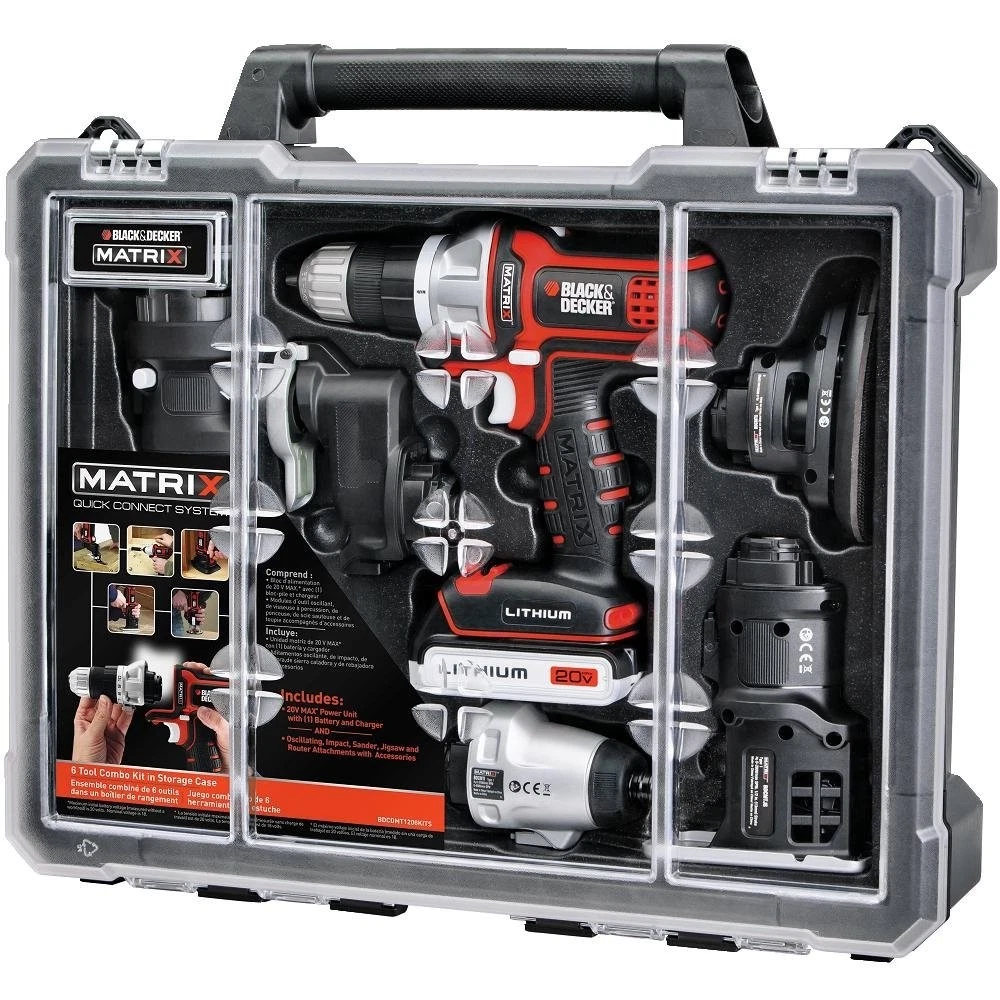 Black Decker Matrix Combo 6 Tool Kit Cordless Set 20V Drill Sander