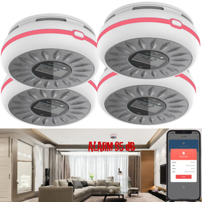 VisorTech 4er-Set smarte 2in1-WLAN-Rauchwarn- & CO-Melder, 10-Jahres-Batterie