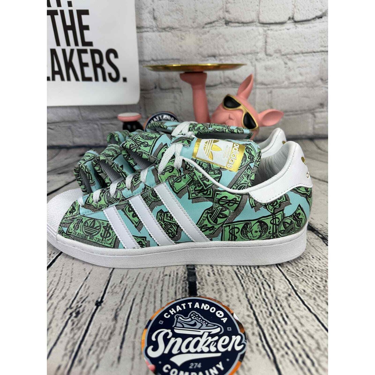 Adidas X Jeremy Scott Money Superstar Mens 9 Green Money Sign JS