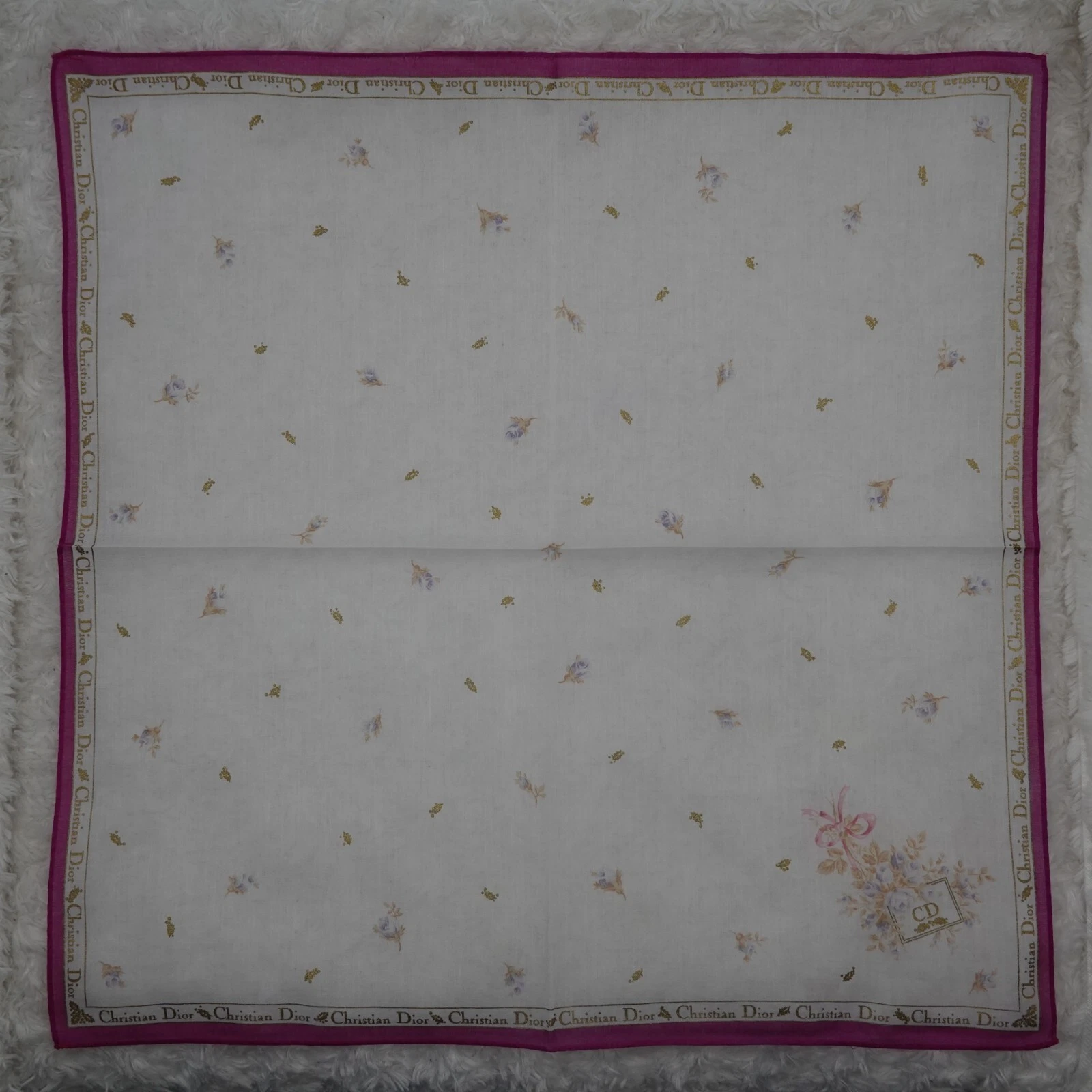 Foulards de poche en coton fleur blanche M378 CHRISTIAN DIOR 19