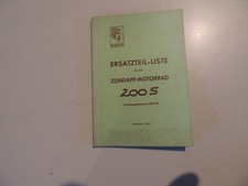Ersatzteil Liste Teile Katalog Zündapp 200 S Ausgabe 01.1957