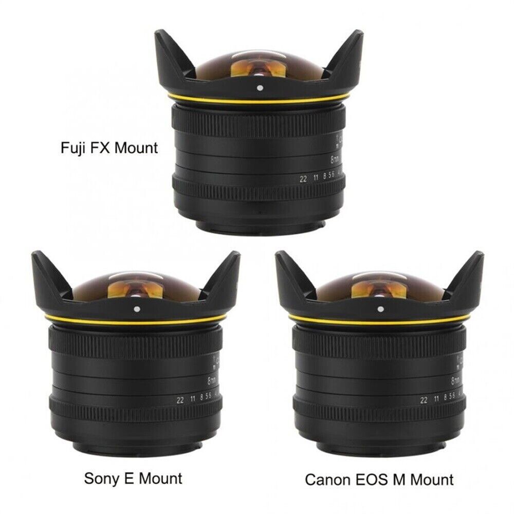 KamLan　8mm　F3.0　Fisheye　EOS-M　EF-M Kamlan 8mm F3.0 Fisheye APS-C Manual Lens for Canon EOS-M