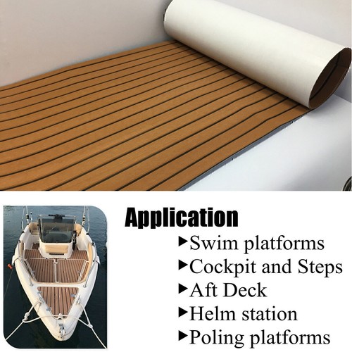 240x90cm EVA Boat Flooring Foam Marine Faux Teak Decking Carpet | Light Brown AU - Picture 5 of 13