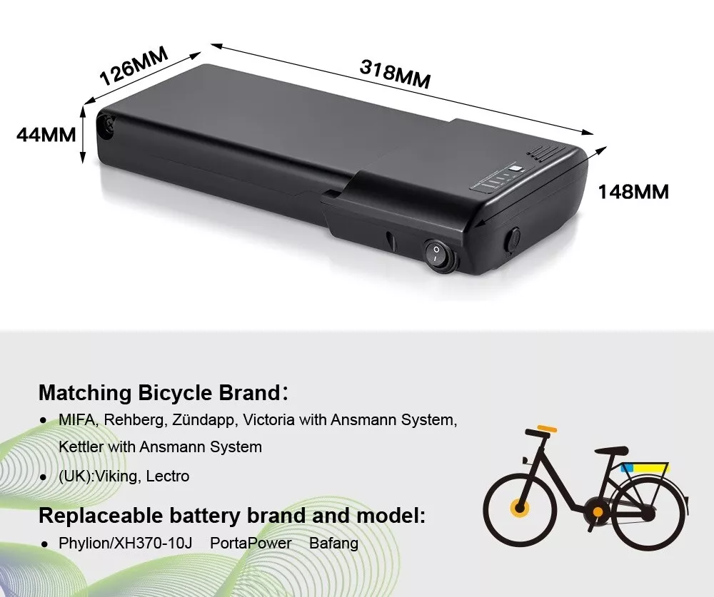 YOSE POWER Electric Bike Rear Rack Ebike Battery 24V 10.4Ah 18650 Lithium  Battery for MIFA Prophete E-bikes Phylion E bike Akku