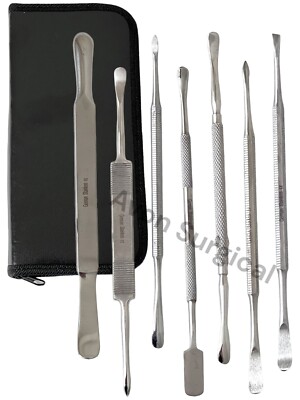 GERMAN STAINLES DENTAL PERIOSTEAL ELEVATOR - SET OF 7 - DENTAL IMPLANT CURETTE 