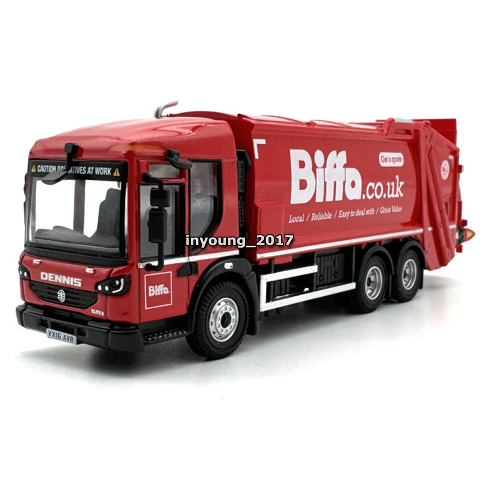 1/76 Scale Dennis Garbage Truck Model Metal Diecast Trash Truck Collection Red - Image 3 of 4