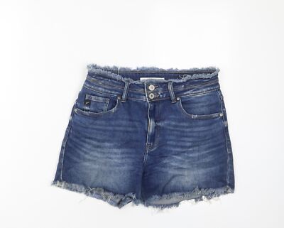 Kancan Damen blau Baumwolle Basic Shorts Größe 28 in L3 in normalem Reißverschluss