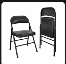 COSCO Essentials Vinyl Padded Seat & Back Folding Chair Double Braced 2 Pack ...